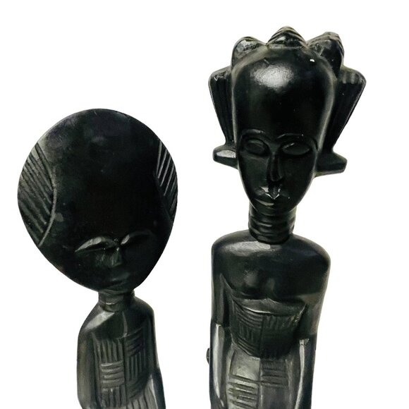Hand Carved African Tribal Figurines Ebony Wooden Sculptures Home Décor x16 1/2" - Picture 8 of 8